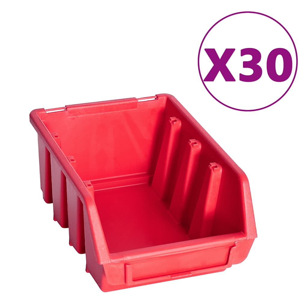 vidaXL 136-tlg. Werkzeugwand mit Sichtlagerkästen Rot und Schwarz