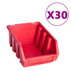 vidaXL 136-tlg. Werkzeugwand mit Sichtlagerkästen Rot und Schwarz