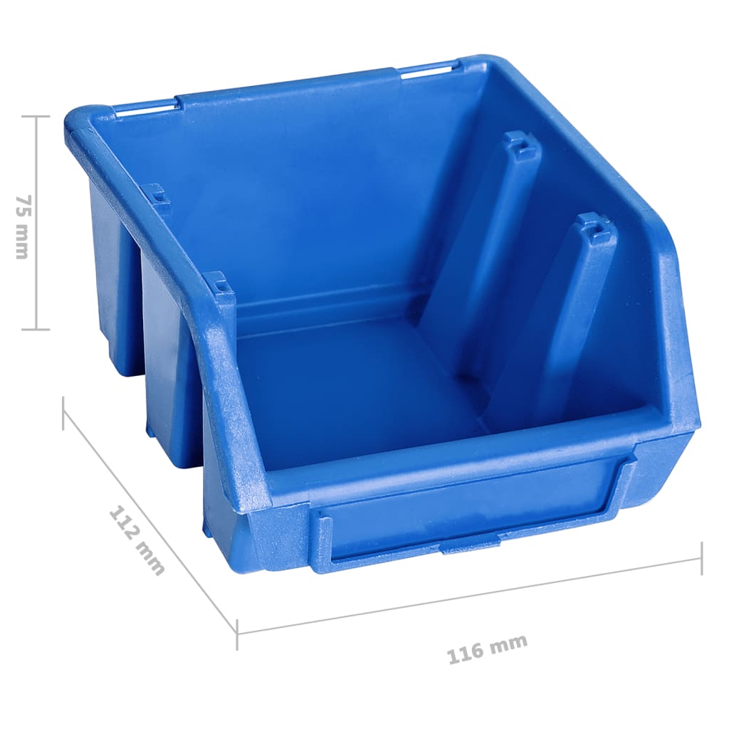 vidaXL 96tlg. Behälter-Set für Kleinteile mit Wandplatten Blau Schwarz