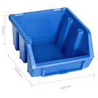 vidaXL 96tlg. Behälter-Set für Kleinteile mit Wandplatten Blau Schwarz