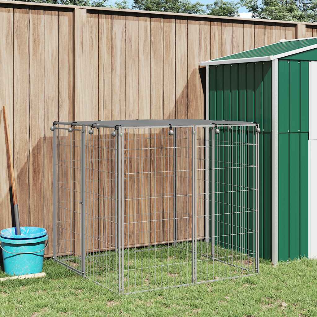 vidaXL Hundezwinger Silbern 110x110x110 cm Stahl