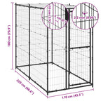 vidaXL Outdoor-Hundezwinger Stahl mit Überdachung 110x220x180 cm