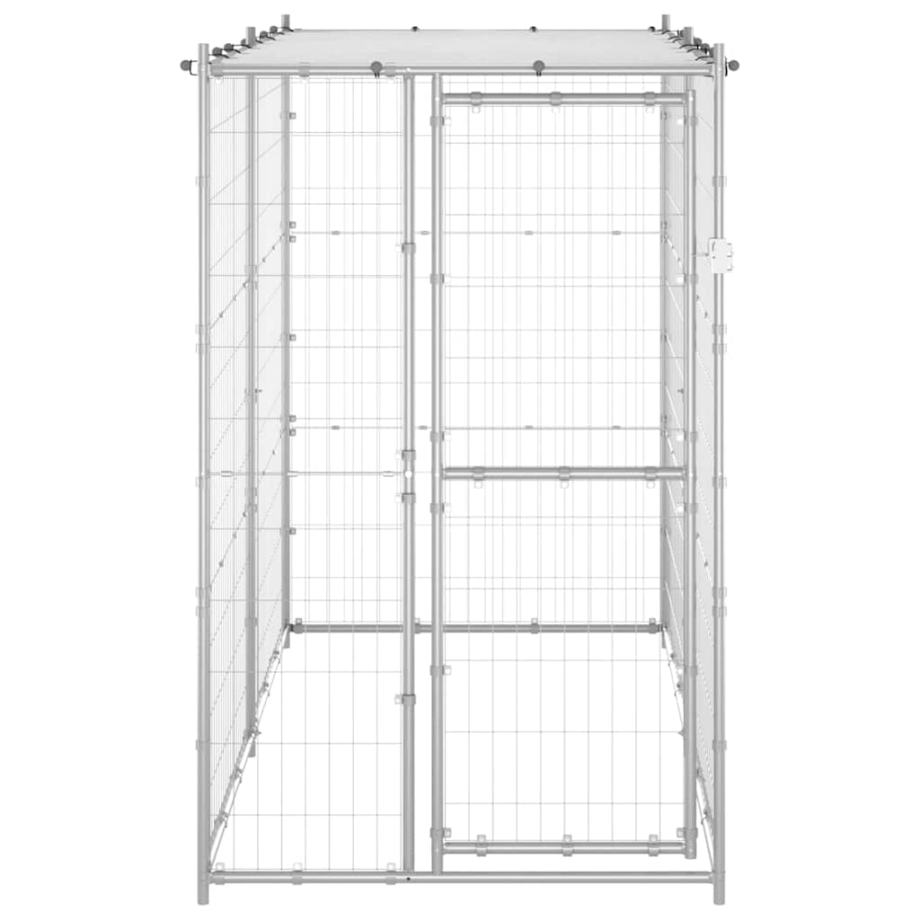 vidaXL Outdoor-Hundezwinger mit Dach Verzinkter Stahl 110x220x180 cm