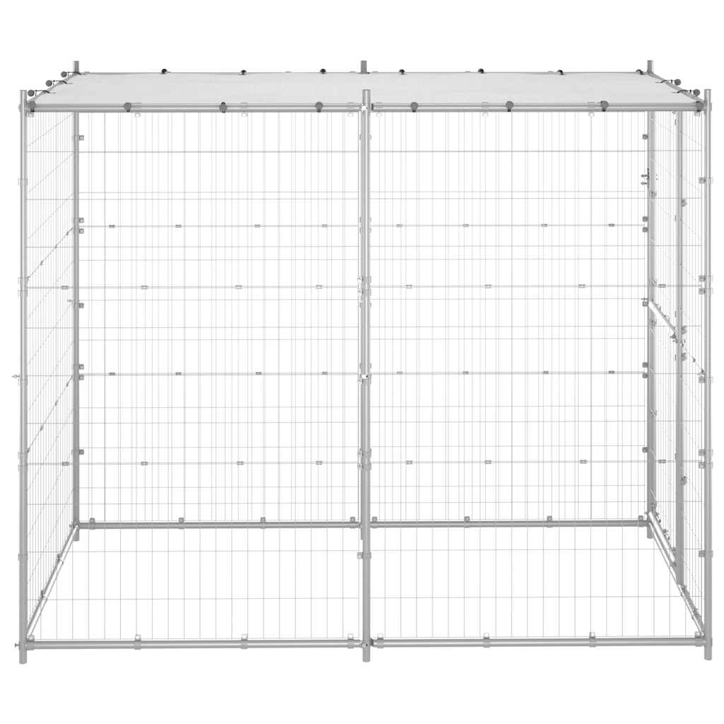 vidaXL Outdoor-Hundezwinger mit Dach Verzinkter Stahl 110x220x180 cm