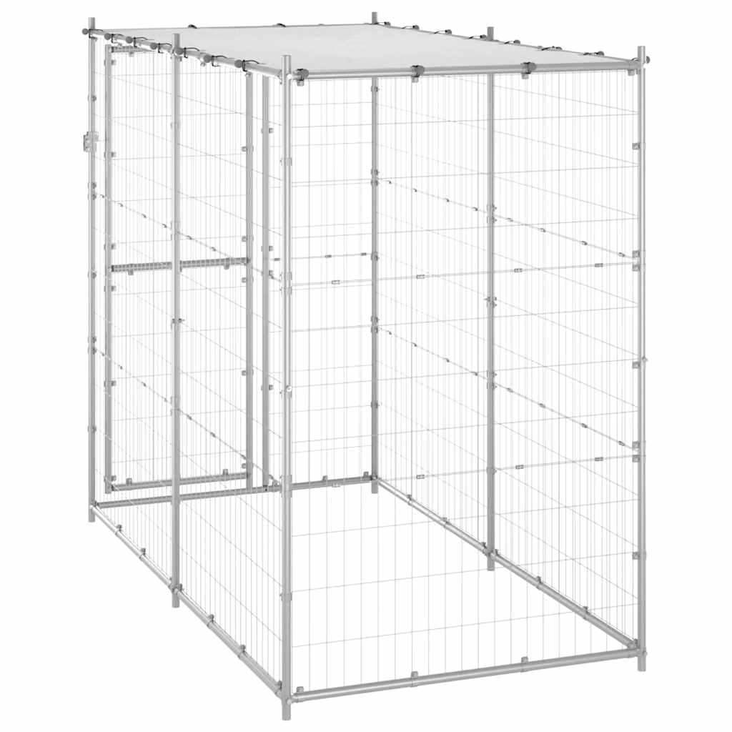 vidaXL Outdoor-Hundezwinger mit Dach Verzinkter Stahl 110x220x180 cm