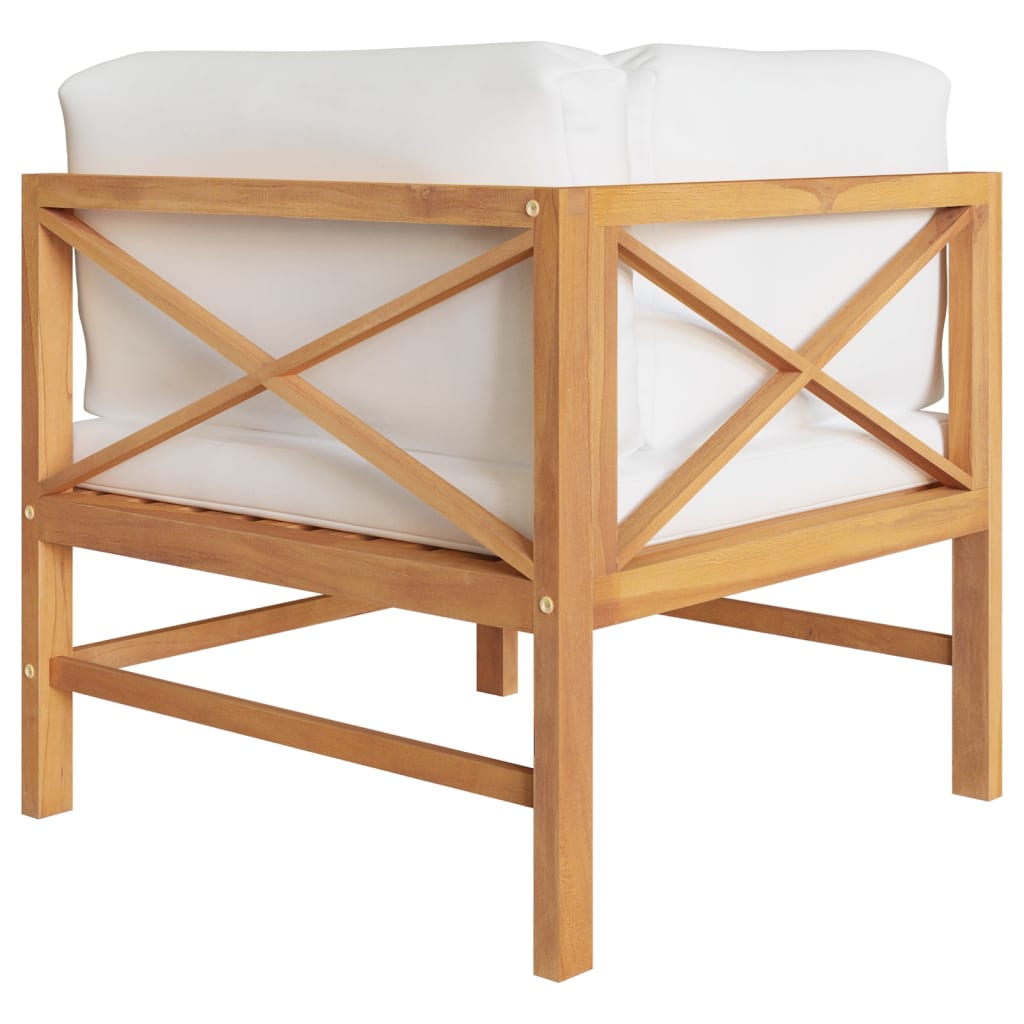 vidaXL 2-Sitzer-Gartenbank mit Creme Auflagen Massivholz Teak