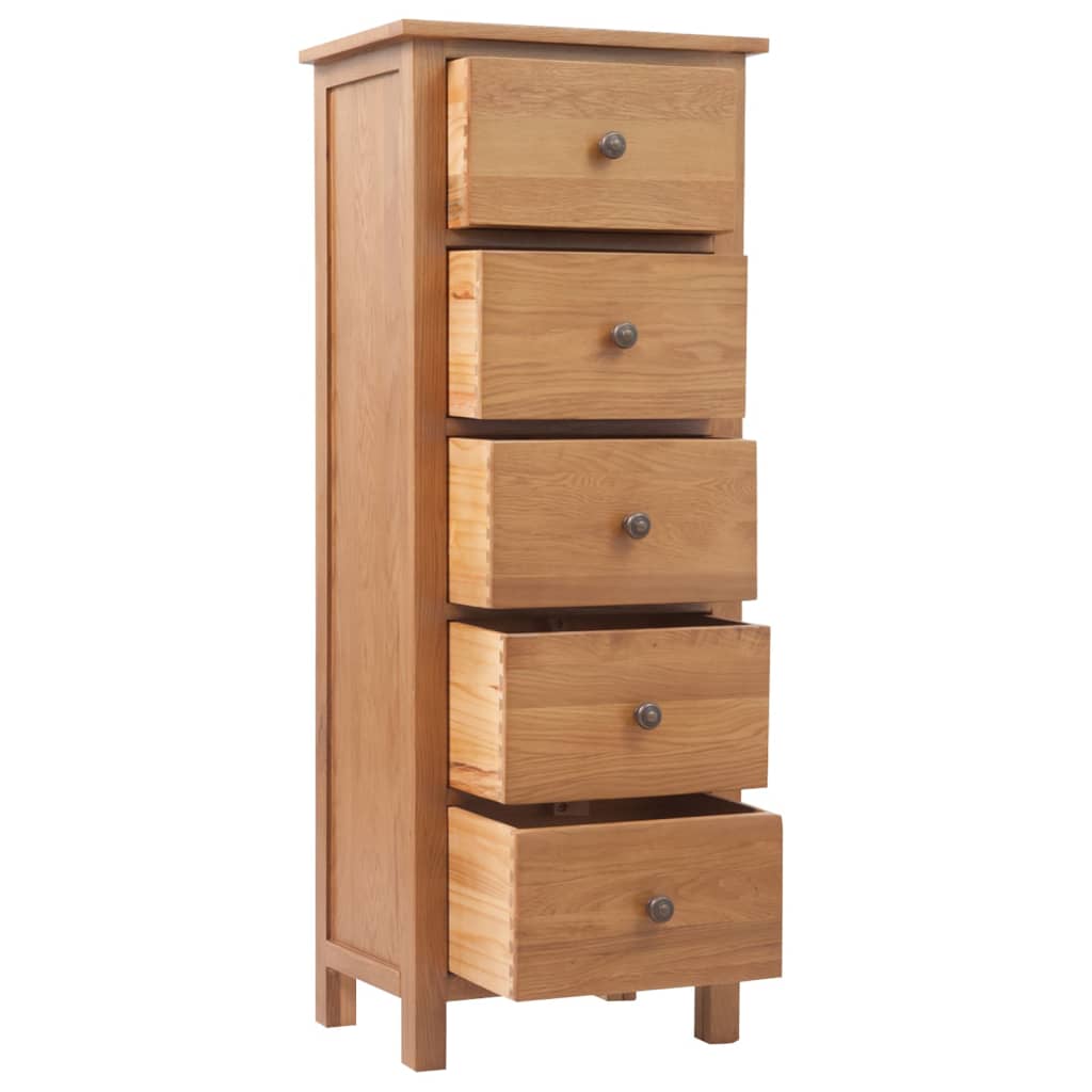 vidaXL Hohe Kommode mit Schubladen 45x32x110 cm Massivholz Eiche
