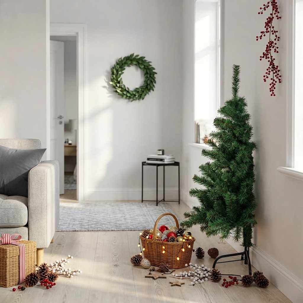 vidaXL Künstlicher Halb-Weihnachtsbaum mit Ständer Grün 120 cm PVC