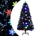vidaXL Weihnachtsbaum mit LED-Schneeflocken Schwarz 120 cm Fiberoptik