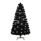 vidaXL Weihnachtsbaum mit LED-Schneeflocken Schwarz 120 cm Fiberoptik