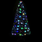 vidaXL Weihnachtsbaum mit LED-Schneeflocken Schwarz 120 cm Fiberoptik