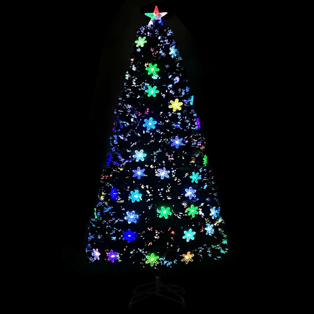 vidaXL Weihnachtsbaum mit LED-Schneeflocken Schwarz 120 cm Fiberoptik