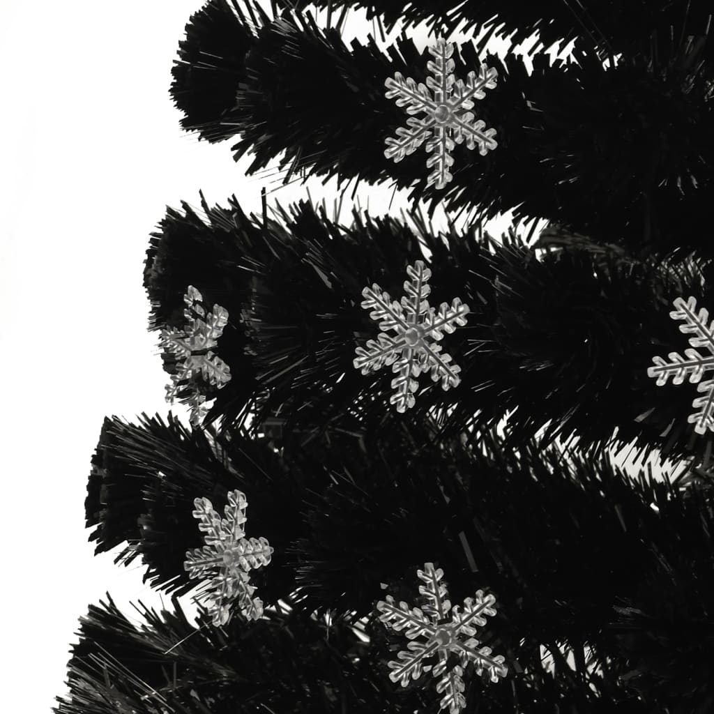 vidaXL Weihnachtsbaum mit LED-Schneeflocken Schwarz 120 cm Fiberoptik