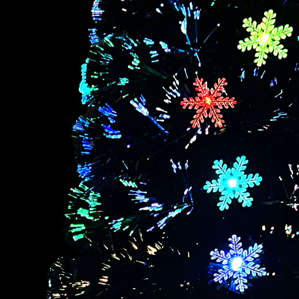 vidaXL Weihnachtsbaum mit LED-Schneeflocken Schwarz 120 cm Fiberoptik