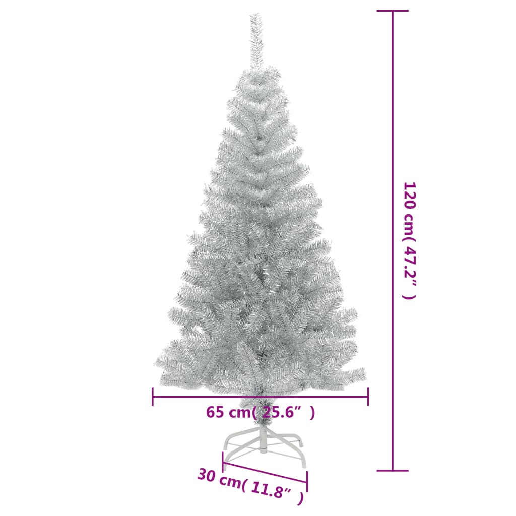 vidaXL Künstlicher Weihnachtsbaum mit Ständer Silber 120 cm PET