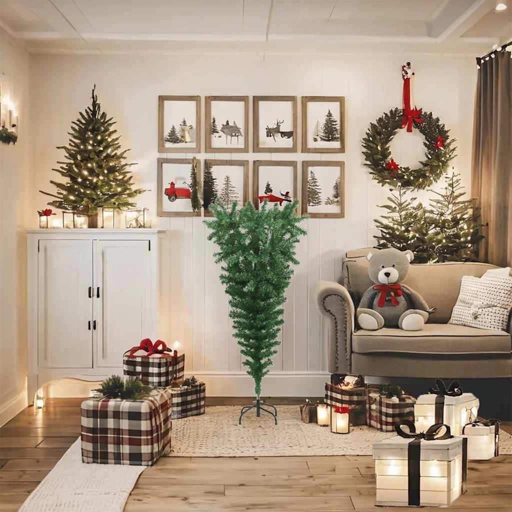 vidaXL Künstlicher Weihnachtsbaum mit Ständer Umgekehrt Grün 120 cm