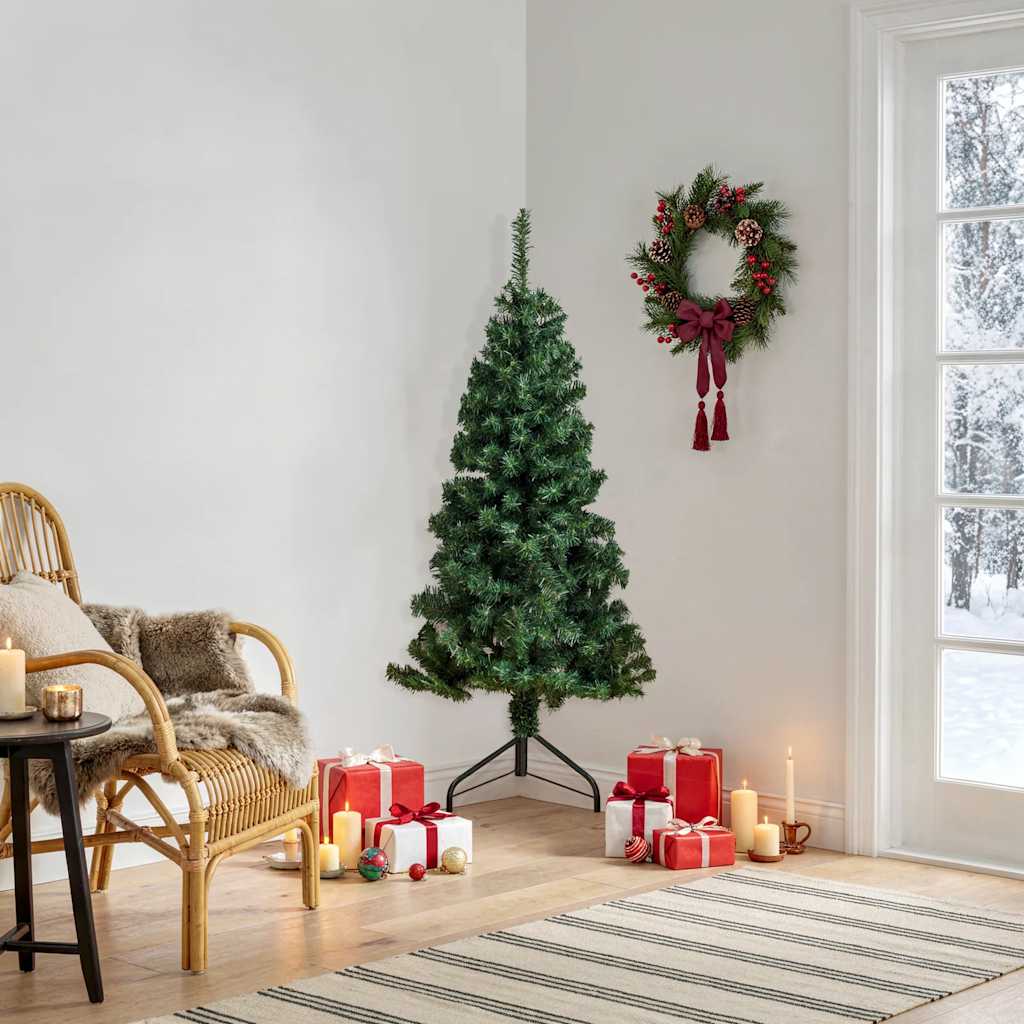 vidaXL Künstlicher Eck-Weihnachtsbaum Grün 120 cm PVC