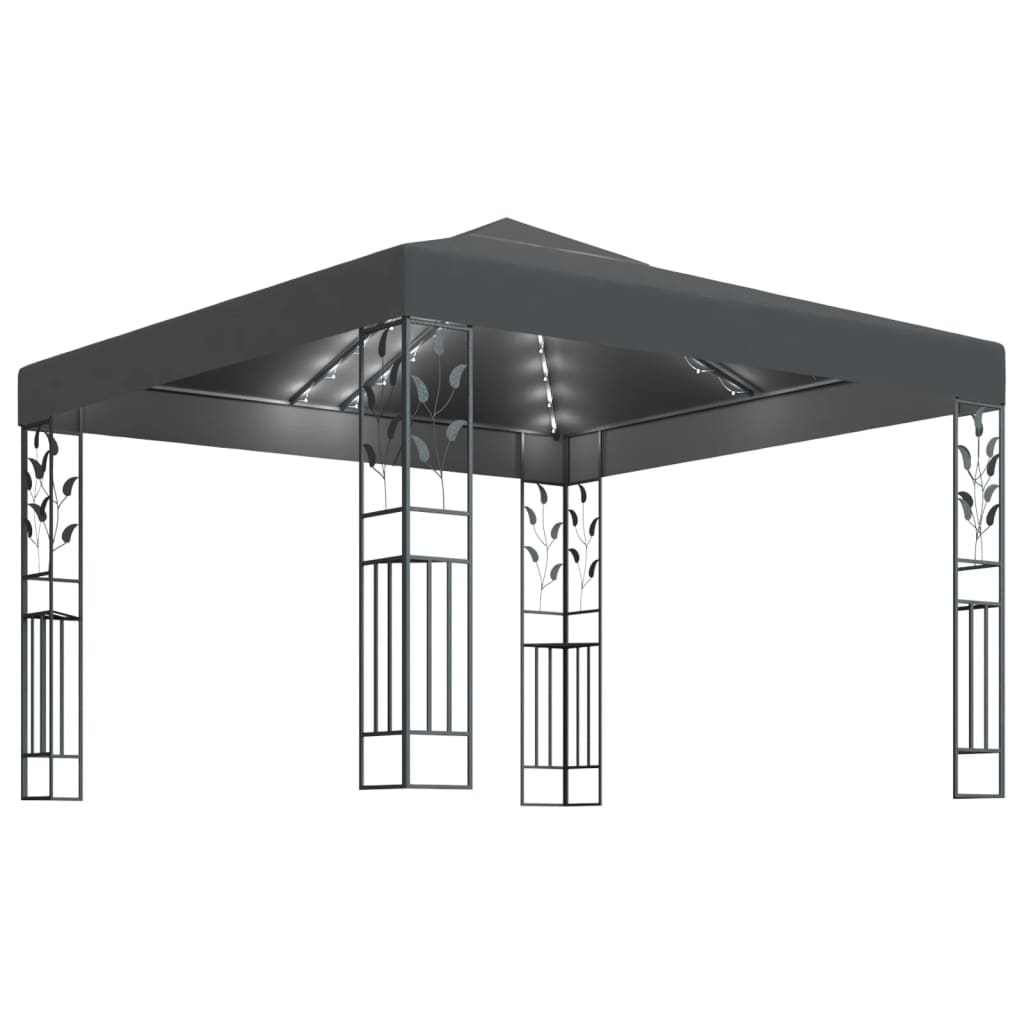 vidaXL Pavillon mit LED-Lichterkette Anthrazit