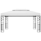 vidaXL Pavillon mit Doppeldach & LED-Lichterkette 3x4 m Weiß