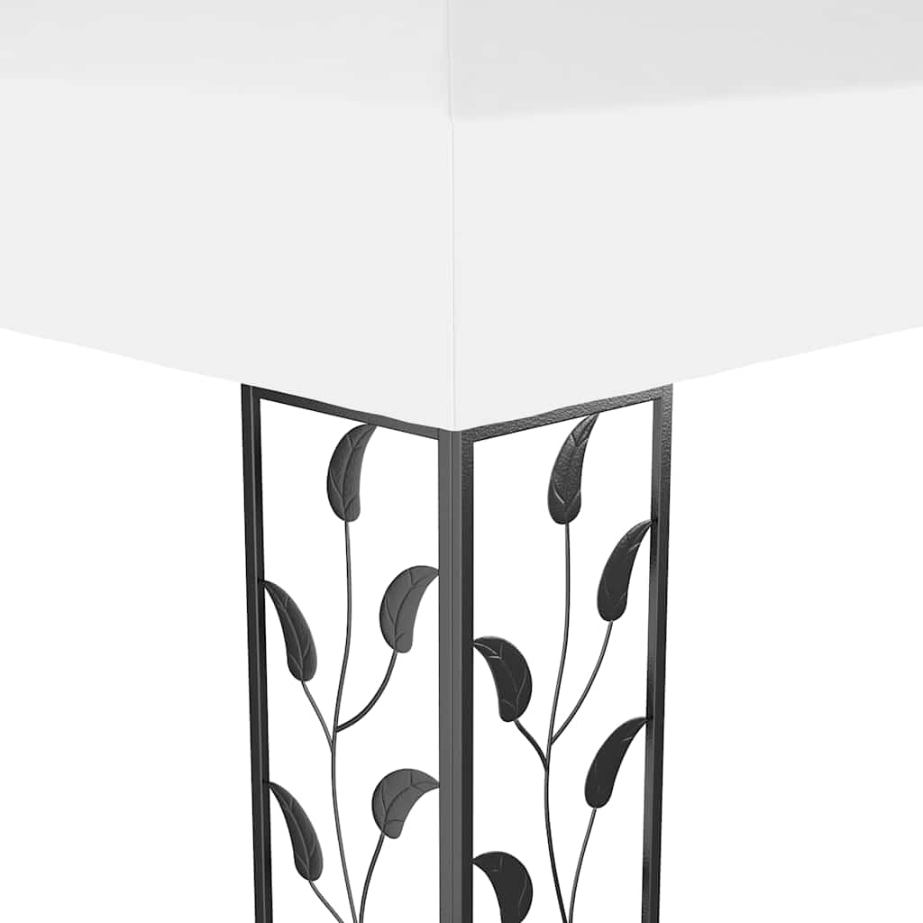 vidaXL Pavillon mit Doppeldach & LED-Lichterkette 3x4 m Weiß