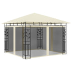 vidaXL Pavillon mit Moskitonetz & LED-Lichterkette 3x3x2,73m Cremeweiß