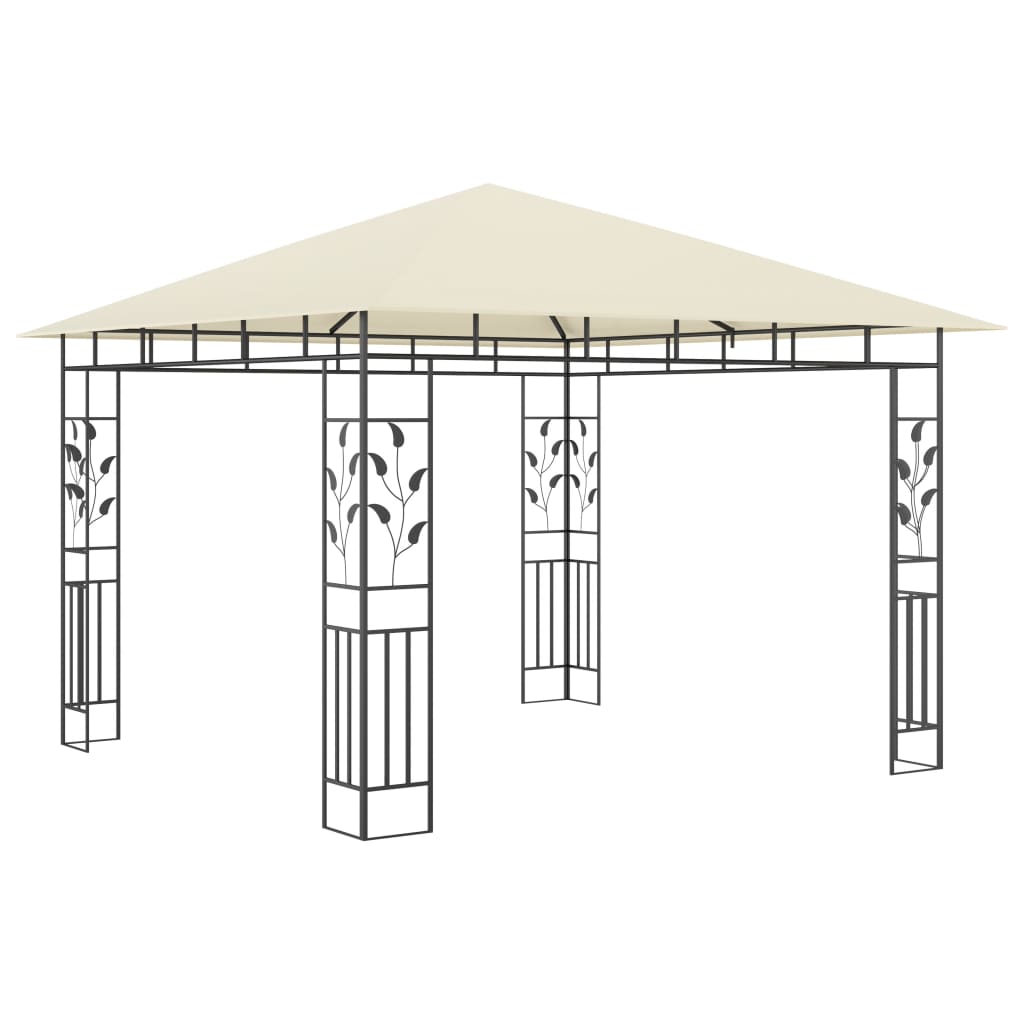 vidaXL Pavillon mit Moskitonetz & LED-Lichterkette 3x3x2,73m Cremeweiß