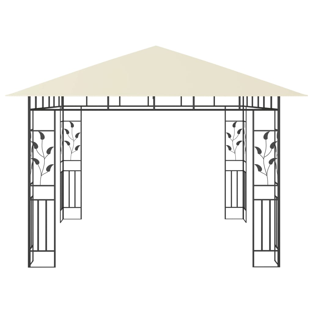 vidaXL Pavillon mit Moskitonetz & LED-Lichterkette 3x3x2,73m Cremeweiß