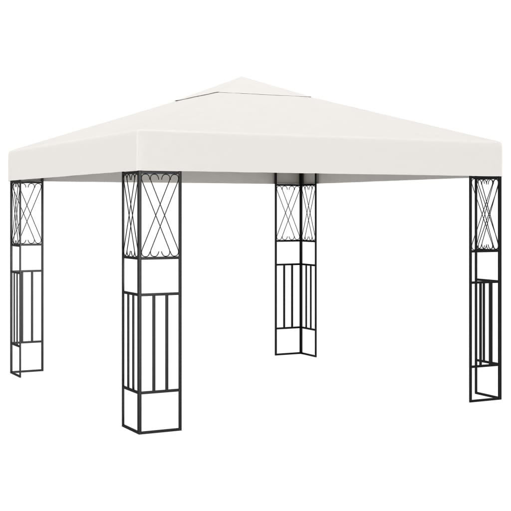 vidaXL Pavillon mit LED-Lichterkette Creme Stoff