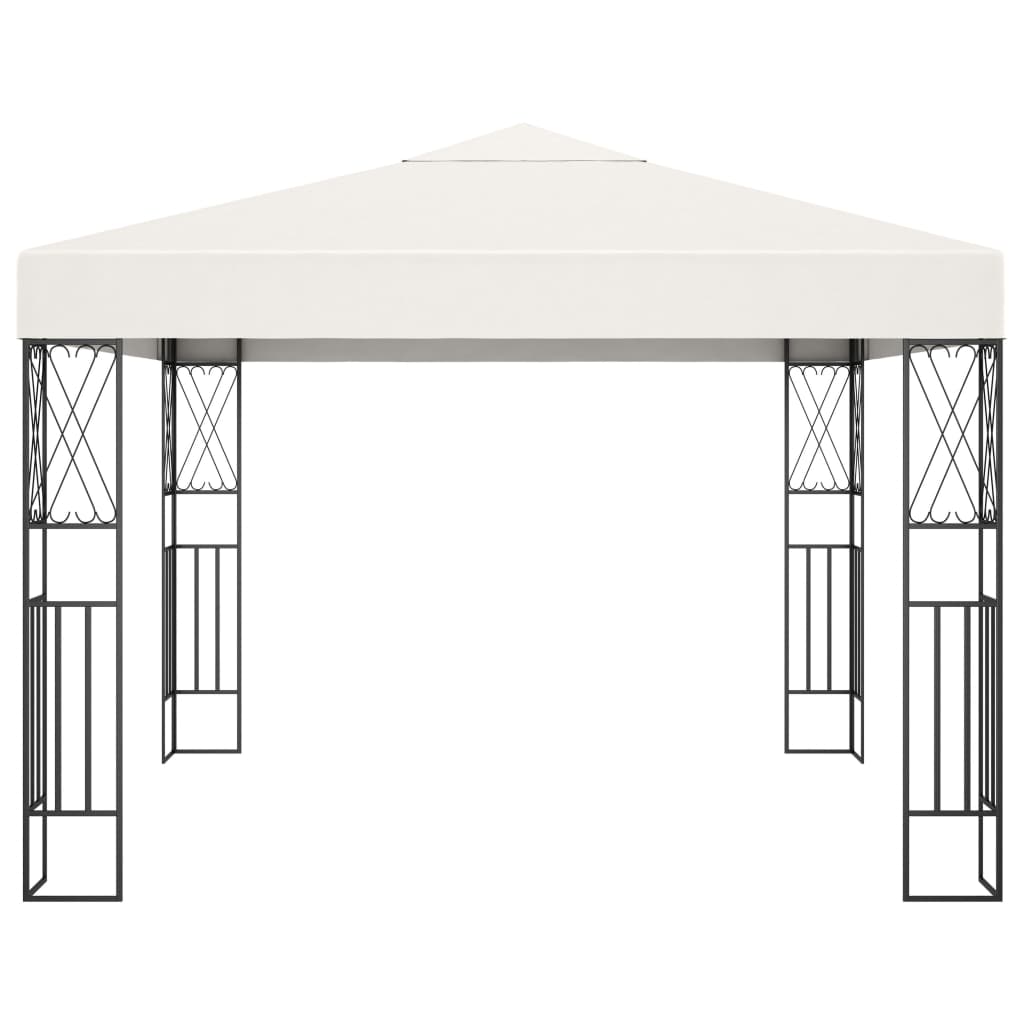 vidaXL Pavillon mit LED-Lichterkette Creme Stoff