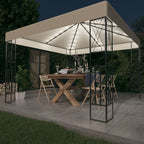 vidaXL Pavillon mit LED-Lichterkette Creme Stoff