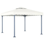 vidaXL Pavillon mit LED-Lichterkette 300x300 cm Cremeweiß Aluminium