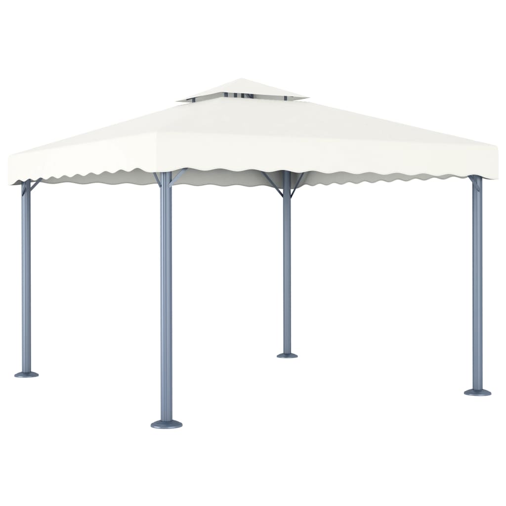 vidaXL Pavillon mit LED-Lichterkette 300x300 cm Cremeweiß Aluminium