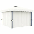 vidaXL Pavillon mit Vorhängen & LED-Lichterkette Cremeweiß