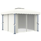 vidaXL Pavillon mit Vorhängen & LED-Lichterkette Cremeweiß
