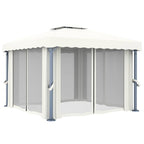 vidaXL Pavillon mit Vorhängen & LED-Lichterkette Cremeweiß