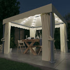 vidaXL Pavillon mit Vorhängen & LED-Lichterkette Cremeweiß