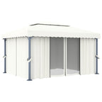 vidaXL Pavillon mit Vorhängen & LED-Lichterketten Cremeweiß