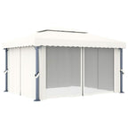 vidaXL Pavillon mit Vorhängen & LED-Lichterketten Cremeweiß