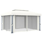 vidaXL Pavillon mit Vorhängen & LED-Lichterketten Cremeweiß