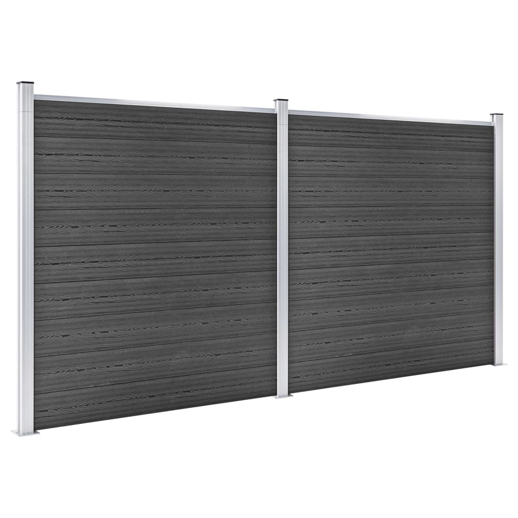 vidaXL Zaunelement Set WPC 353x186 cm Schwarz