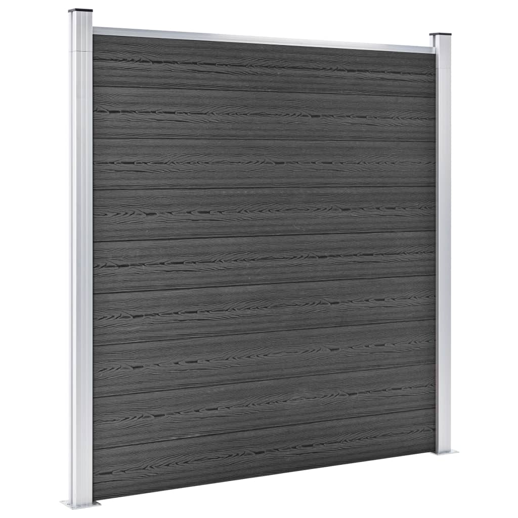 vidaXL Zaunelement Set WPC 353x186 cm Schwarz