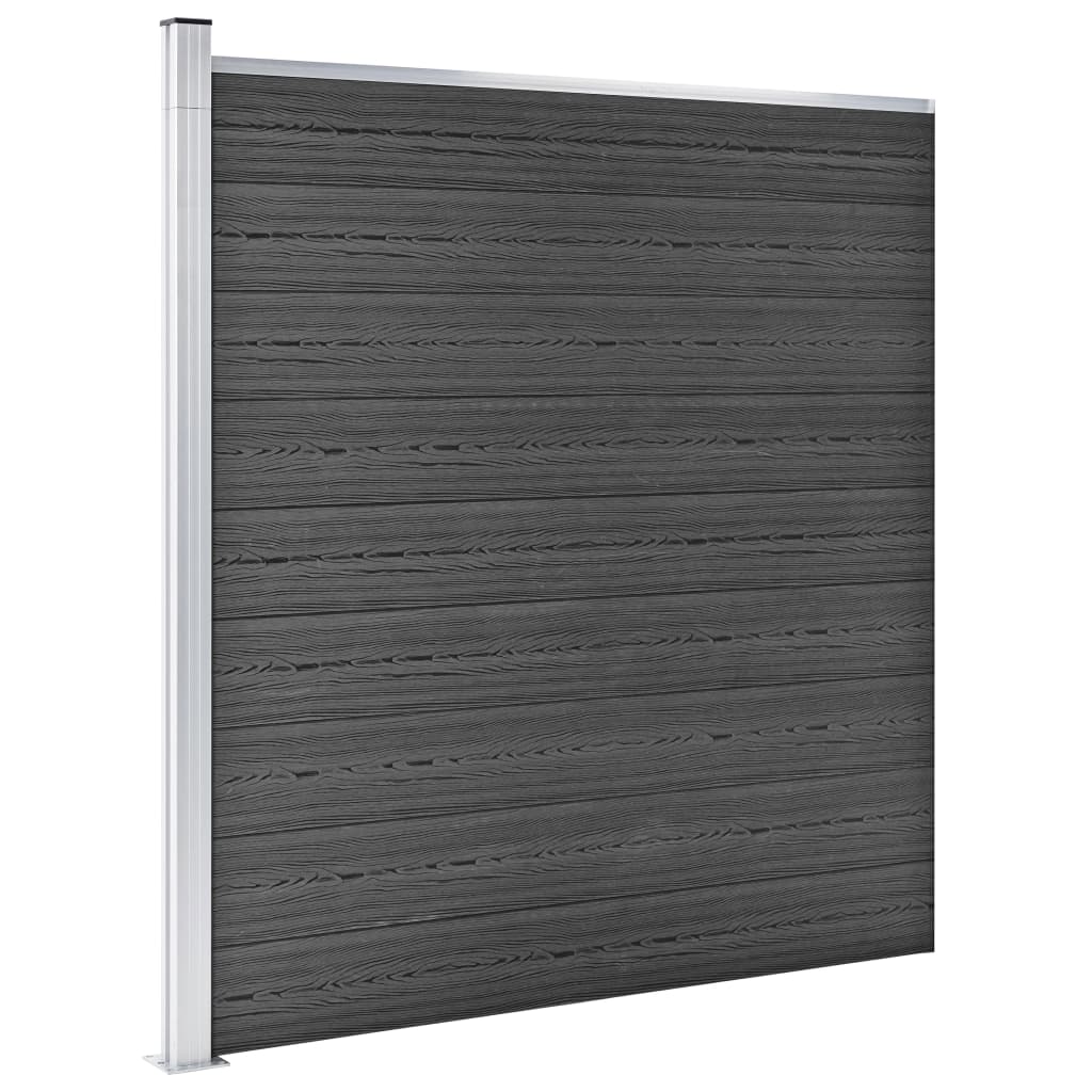vidaXL Zaunelement Set WPC 353x186 cm Schwarz