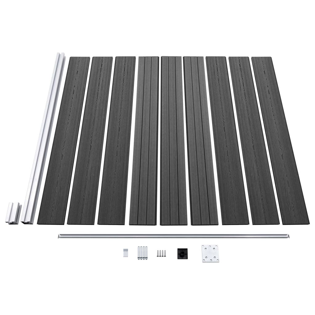 vidaXL Zaunelement Set WPC 353x186 cm Schwarz