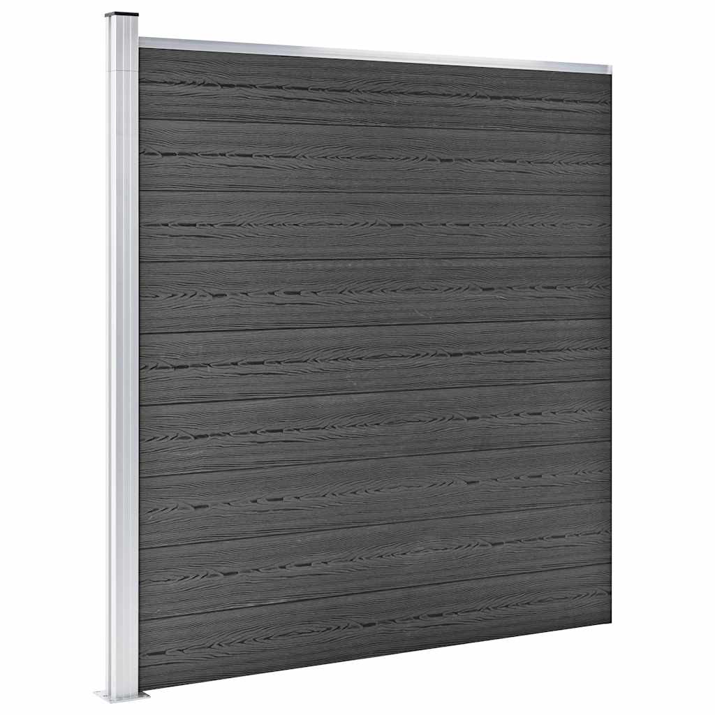 vidaXL Zaunelement Set WPC 446x(105-186) cm Schwarz