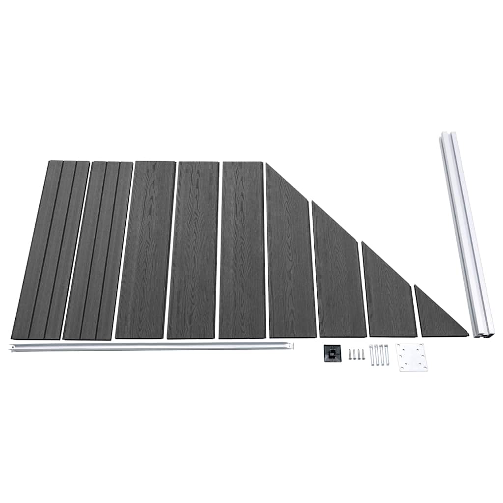 vidaXL Zaunelement Set WPC 446x(105-186) cm Schwarz