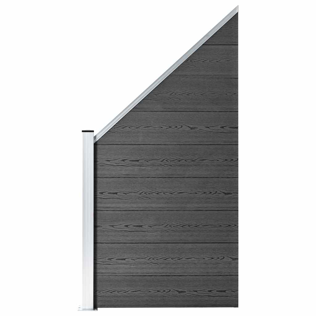 vidaXL Zaunelement Set WPC 792x(105-186)cm Schwarz
