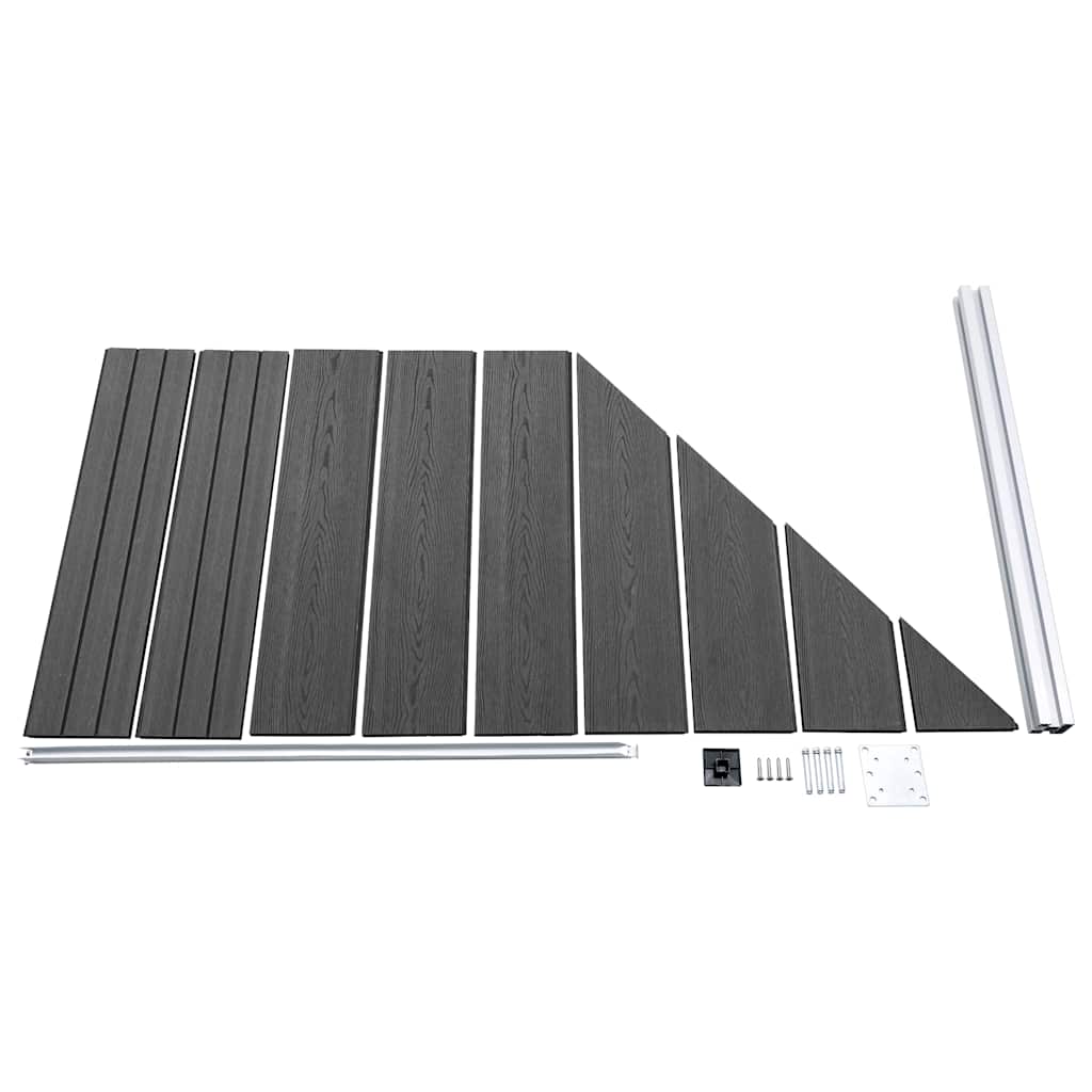 vidaXL Zaunelement Set WPC 792x(105-186)cm Schwarz