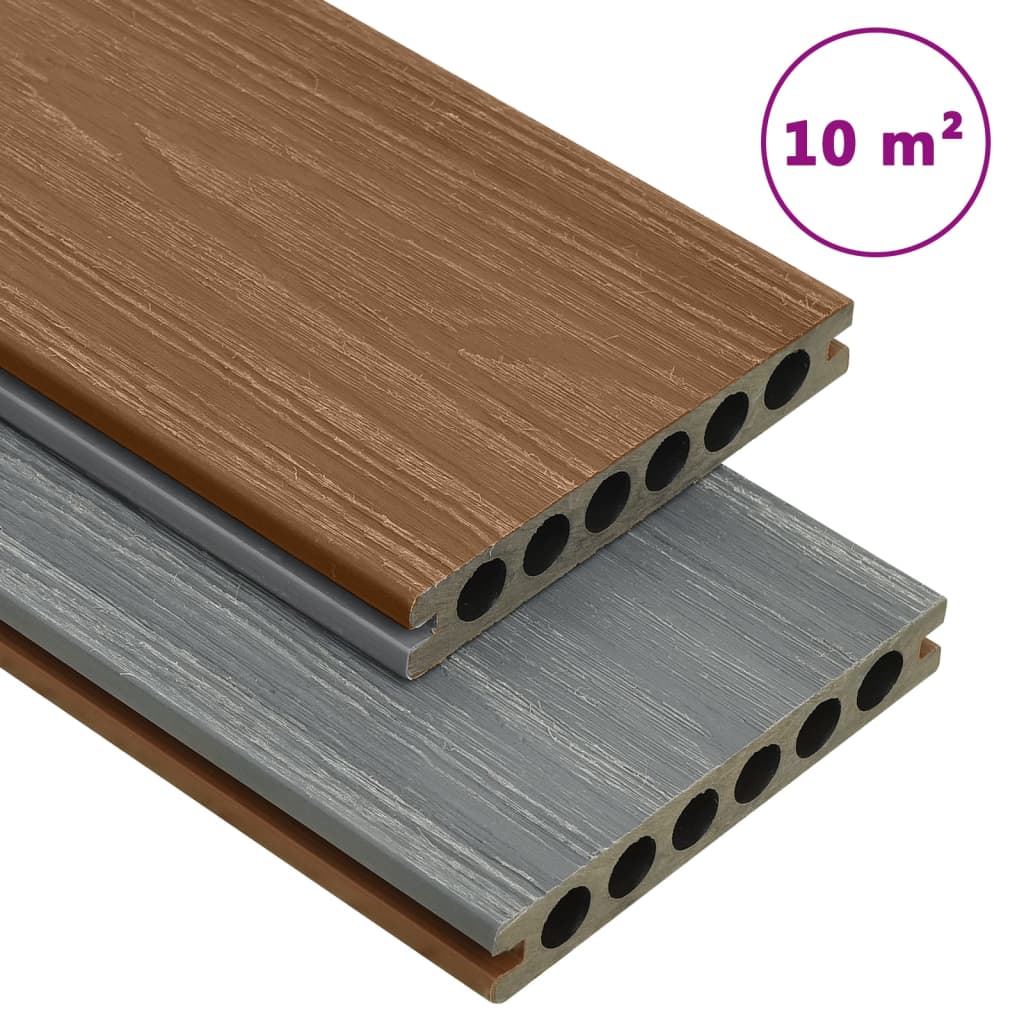 vidaXL WPC Terrassendielen mit Zubehör Braun und Grau 10 m² 4 m