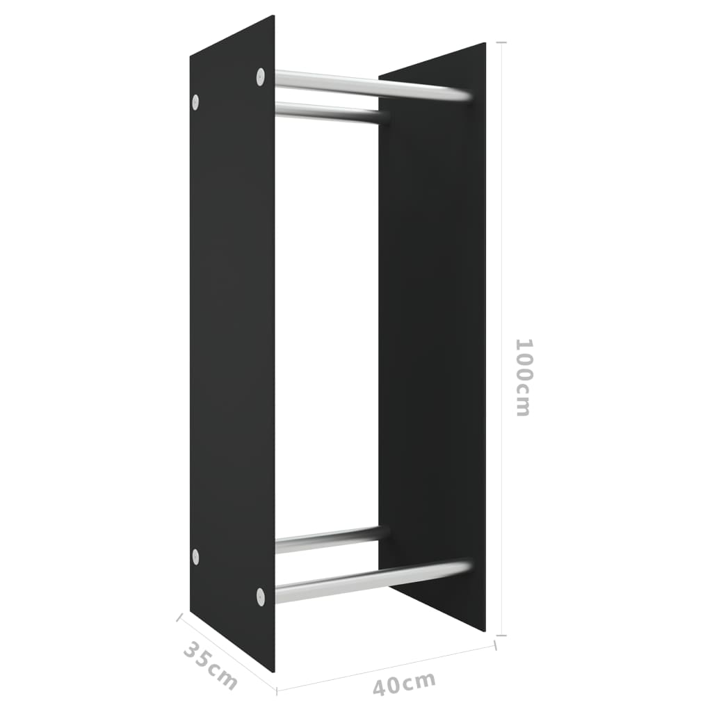 vidaXL Brennholzregal Schwarz 40x35x100 cm Hartglas