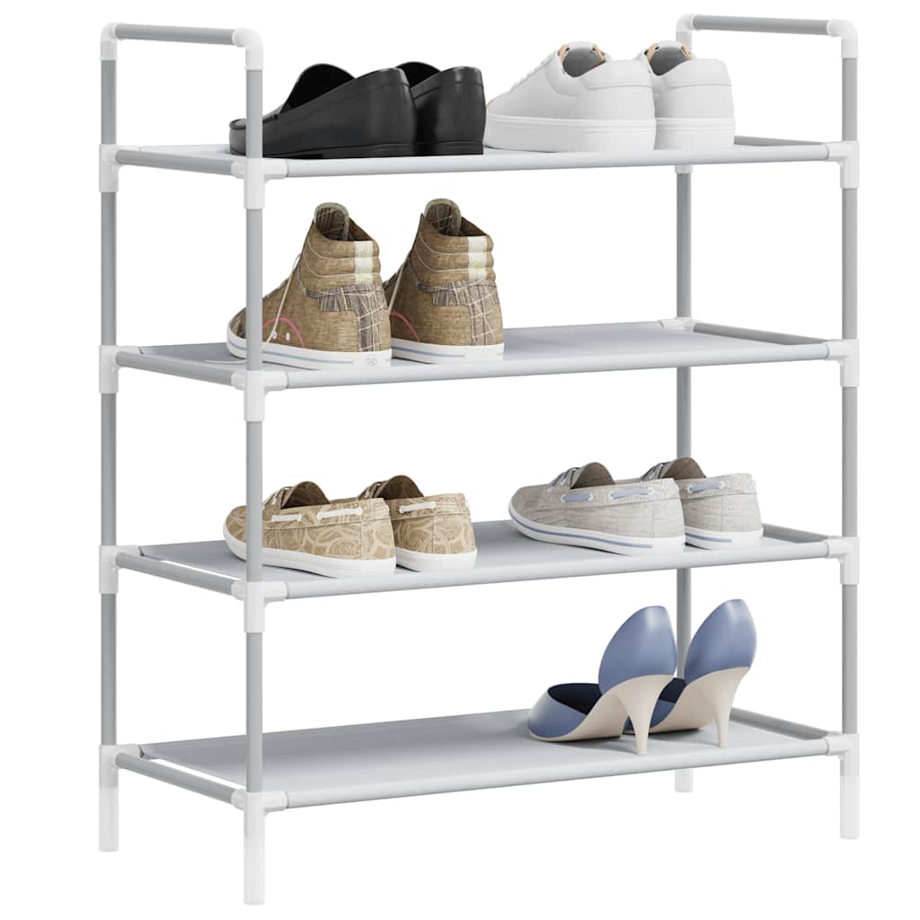 vidaXL Schuhregal mit 4 Böden Metall und Vliesstoff Silbern